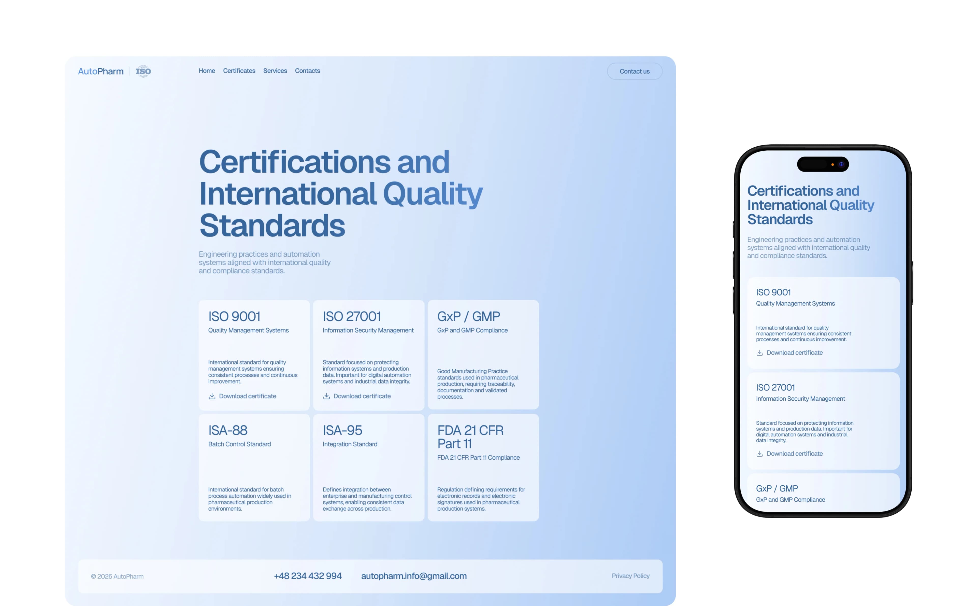 A premium visual language built on technical blue