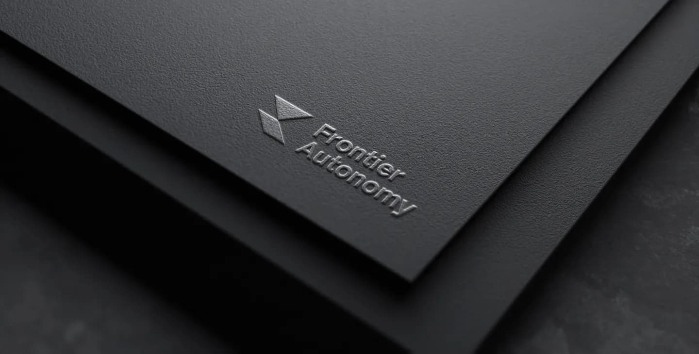 Frontier Autonomy logo embossed on premium print material