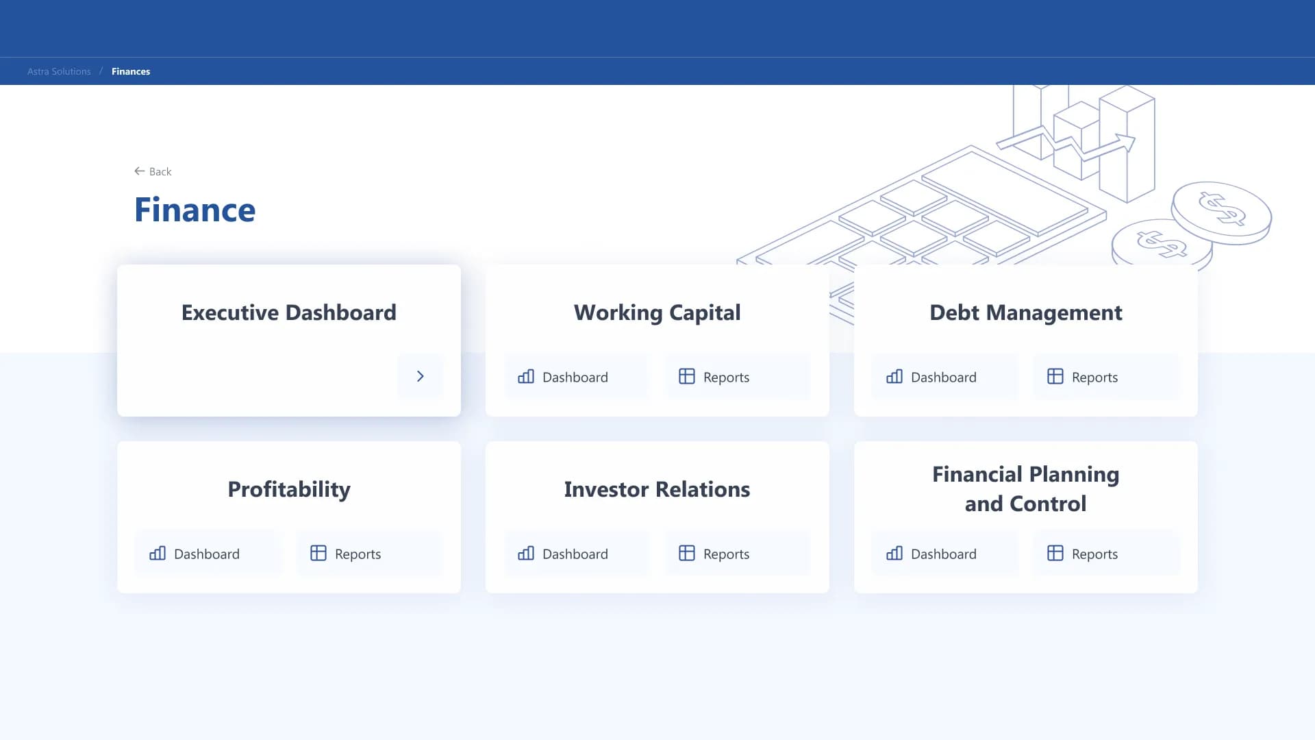 Astra Solutions dashboard — designed around decisions rather than tables
