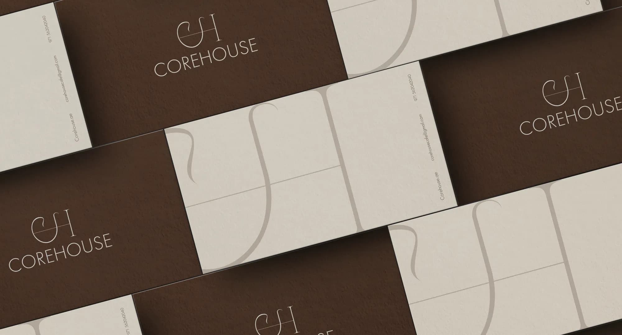 CoreHouse brand palette and typography swatches