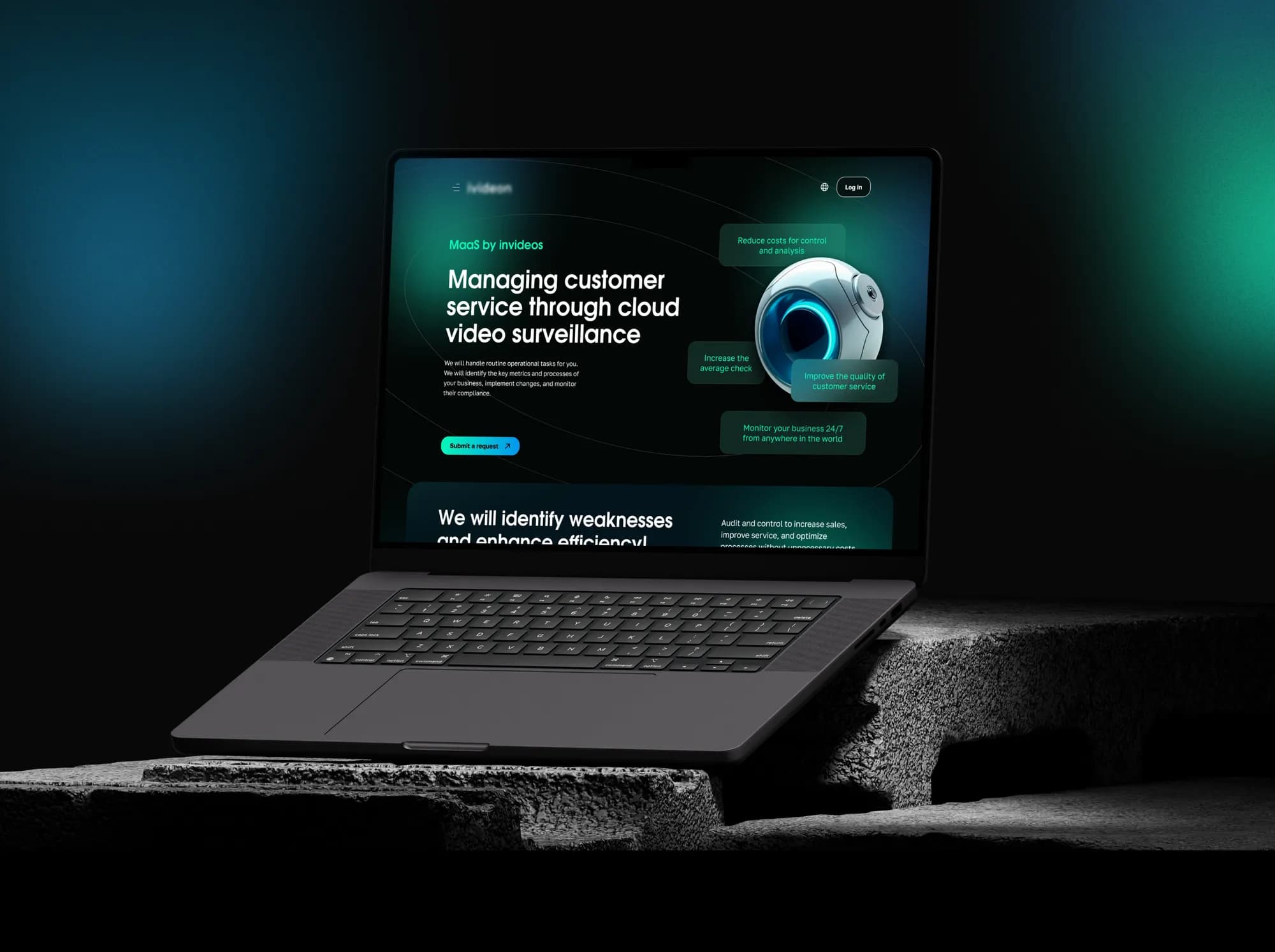 Invideos MaaS — landing page hero section on desktop