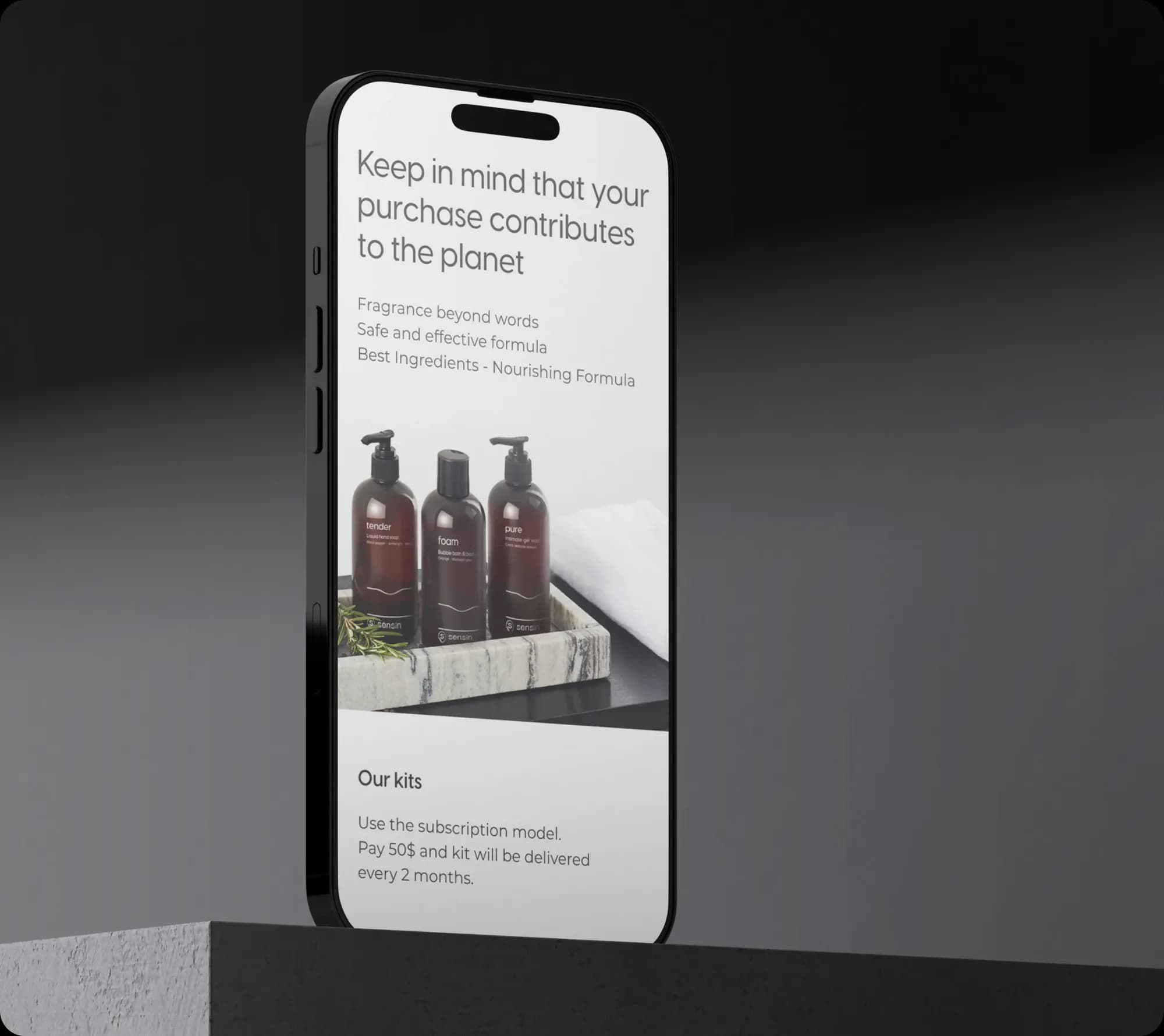Sensin — website for a personal care brand